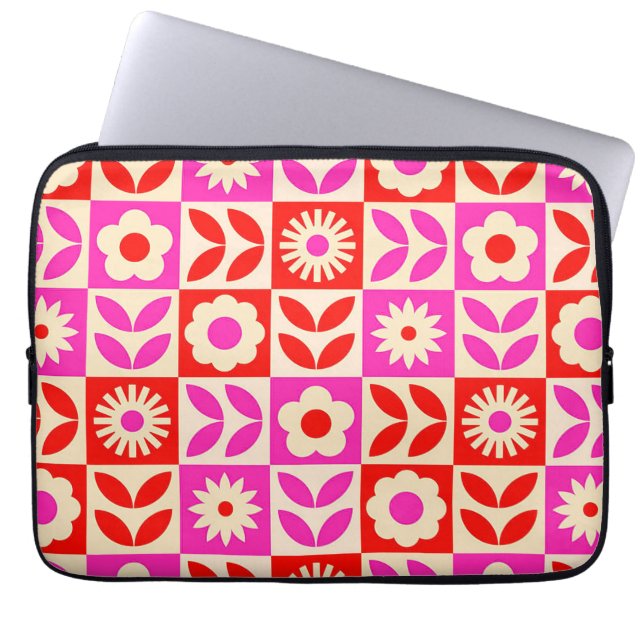 Housse Pour Ordinateur Portable Motif floral rétro vibrant (Devant)