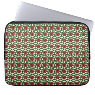 Housse Pour Ordinateur Portable Motif floral rouge gras sans couture