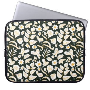Housse Pour Ordinateur Portable Motif floral sans soudure avec papillons et insect
