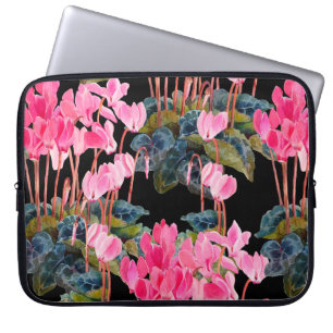 Housse Pour Ordinateur Portable Motif floral sans soudure. Cyclamen rose isolé sur