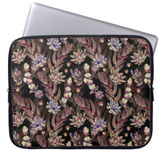 Housse Pour Ordinateur Portable Motif floral sans soudure. Succulents, fougères, é