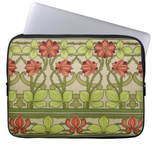 Housse Pour Ordinateur Portable Motif floral vert sauge Art nouveau vintage