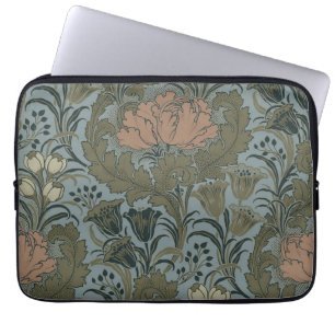 Housse Pour Ordinateur Portable Motif floral victorien antique terre cuite sauge
