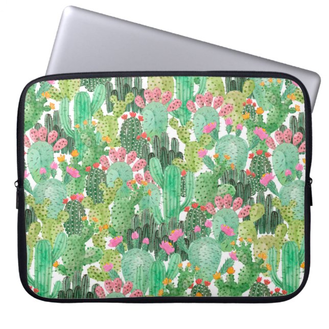 Housse Pour Ordinateur Portable Motif fluide cactus aquarelle (Devant)