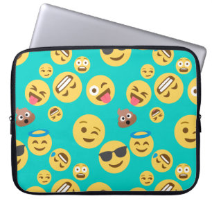 Housse Pour Ordinateur Portable Motif fou turquoise d'Emoji