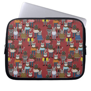 Housse Pour Ordinateur Portable Motif frais de chat de hippie