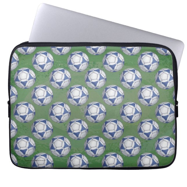 Housse Pour Ordinateur Portable Motif Futbal bleu et blanc (Devant)