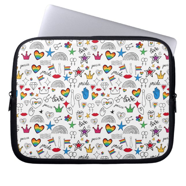 Housse Pour Ordinateur Portable Motif gay pride Doodle (Devant)