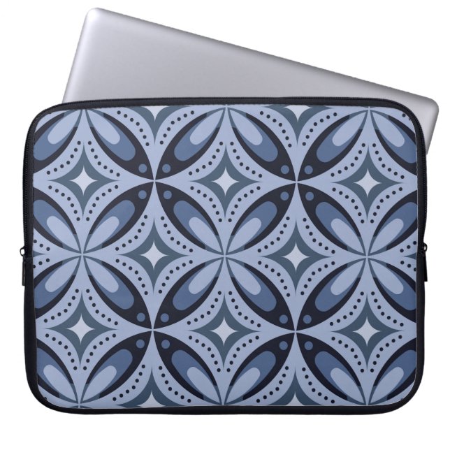 Housse Pour Ordinateur Portable Motif géométrique bleu de style rétro (Devant)