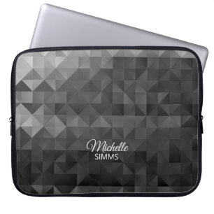 Housse Pour Ordinateur Portable Motif géométrique gris-noir et personnalisation