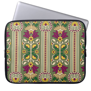 Housse Pour Ordinateur Portable Motif géométrique Mughal Paisley sur fond vert