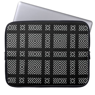 Housse Pour Ordinateur Portable Motif géométrique noir et blanc Ama