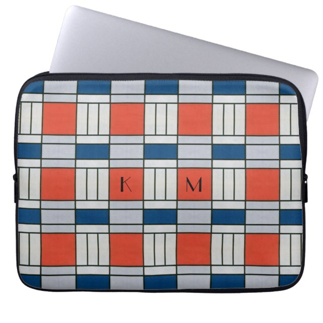 Housse Pour Ordinateur Portable Motif géométrique rétro monogramme (Devant)