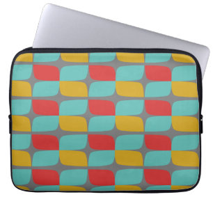 Housse Pour Ordinateur Portable Motif géométrique rétro sur gris