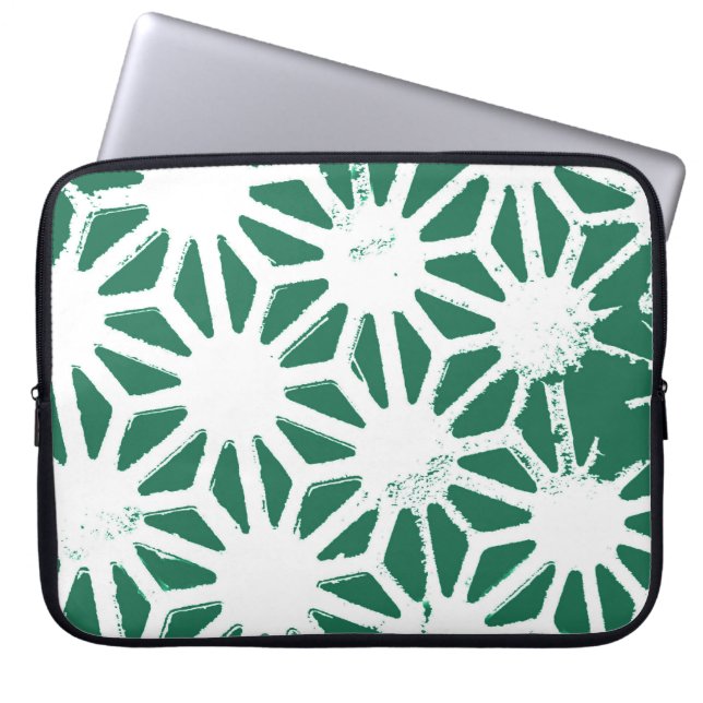 Housse Pour Ordinateur Portable Motif géométrique vert et blanc (Devant)