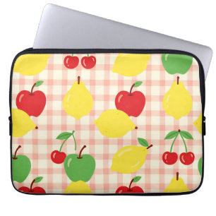 Housse Pour Ordinateur Portable Motif Gingham de Fruits Mignons