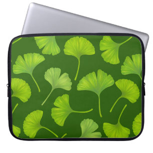Housse Pour Ordinateur Portable Motif Ginkgo sur vert foncé