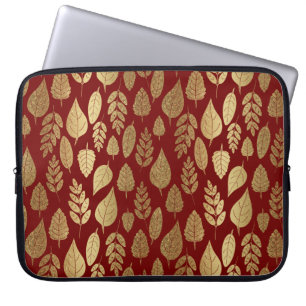 Housse Pour Ordinateur Portable Motif Gold et Red Leaf
