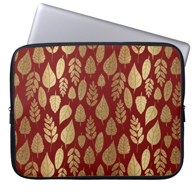 Housse Pour Ordinateur Portable Motif Gold et Red Leaf (Devant)