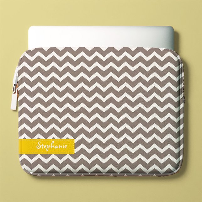 Housse Pour Ordinateur Portable Motif Grey Zig Zag Chevrons (Créateur téléchargé)