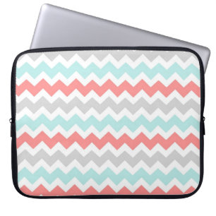Housse Pour Ordinateur Portable Motif gris de chevrons d'Aqua de corail
