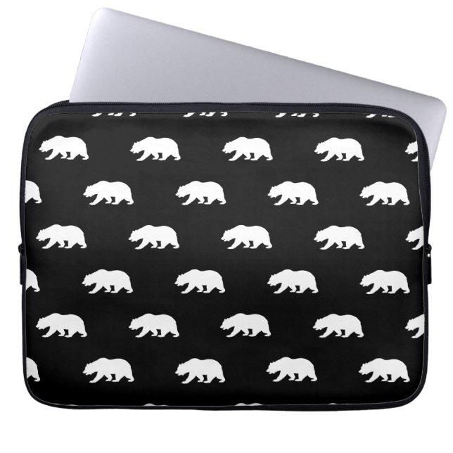 Housse Pour Ordinateur Portable Motif grizzli noir et blanc (Devant)