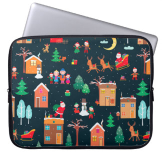 Housse Pour Ordinateur Portable Motif incomparable de Noël heureux dans une villa