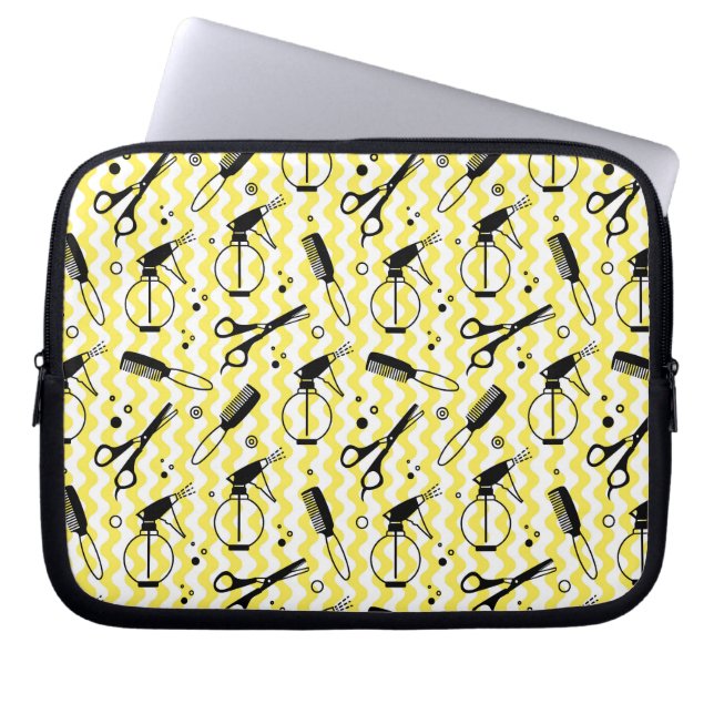 Housse Pour Ordinateur Portable Motif jaune d'outil de coiffeur (Devant)
