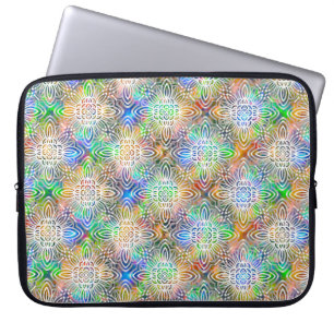 Housse Pour Ordinateur Portable Motif Mandala Blanc Sur Des Tons Bijoux Colorés