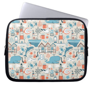 Housse Pour Ordinateur Portable Motif mignon de griffonnage de la Mer du Nord