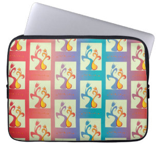 Housse Pour Ordinateur Portable Motif moderne rouge, violet et bleu Tulip Couple