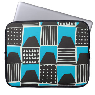 Housse Pour Ordinateur Portable Motif moderne sans couture avec maisons en noir et