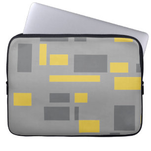 Housse Pour Ordinateur Portable Motif moderne, simple, cool géométrique jaune gris
