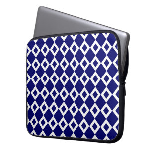 Housse Pour Ordinateur Portable Motif Navy et White Diamond