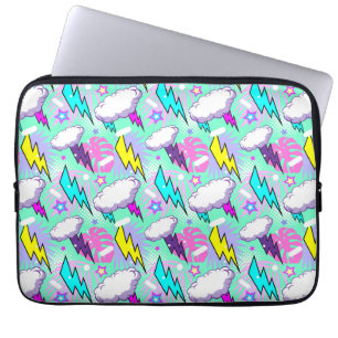 Housse Pour Ordinateur Portable Motif Neon Lightning Bolts & Stars