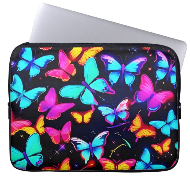 Housse Pour Ordinateur Portable Motif néon papillon (Devant)