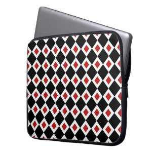 Housse Pour Ordinateur Portable Motif noir, blanc, diamant rouge