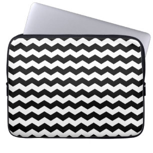 Housse Pour Ordinateur Portable Motif noir et blanc moderne Chevron ZigZag