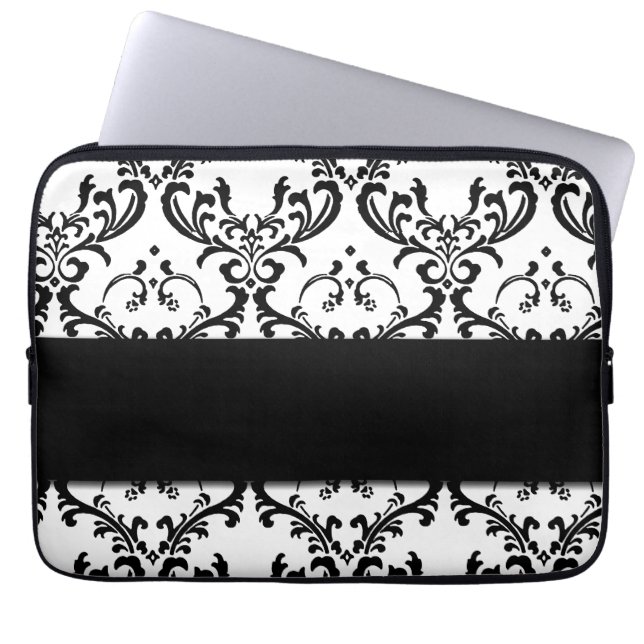 Housse Pour Ordinateur Portable Motif noir Girly mignon de damassé (Devant)