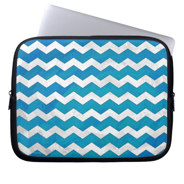 Housse Pour Ordinateur Portable Motif Ocean Blue Chevron (Devant)