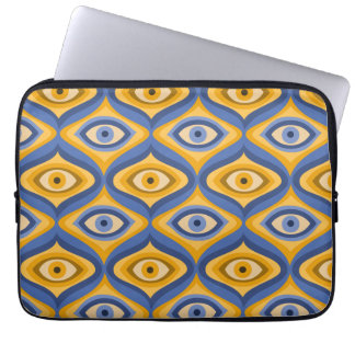 Housse Pour Ordinateur Portable Motif oculaire psychédélique indigo bleu jaune