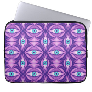 Housse Pour Ordinateur Portable Motif Œil Botanique Abstrait Maximaliste Violet
