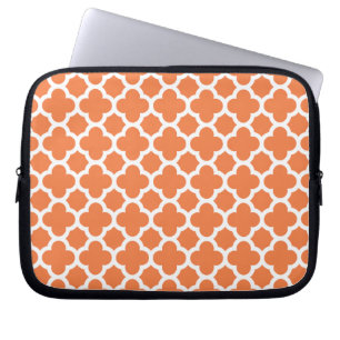 Housse Pour Ordinateur Portable Motif orange de treillis de Quatrefoil