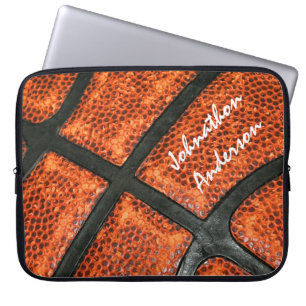 Housse Pour Ordinateur Portable Motif orange et noir de basket-ball avec