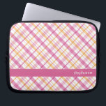 Housse Pour Ordinateur Portable Motif orange et rose de plaid<br><div class="desc">Conception personnalisée par motif élégant de plaid et chic.</div>