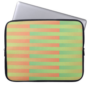Housse Pour Ordinateur Portable Motif orange vert rayé