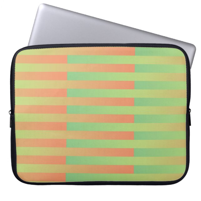 Housse Pour Ordinateur Portable Motif orange vert rayé (Devant)