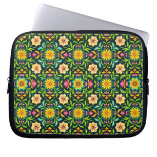 Housse Pour Ordinateur Portable Motif ornemental floral aux couleurs vives
