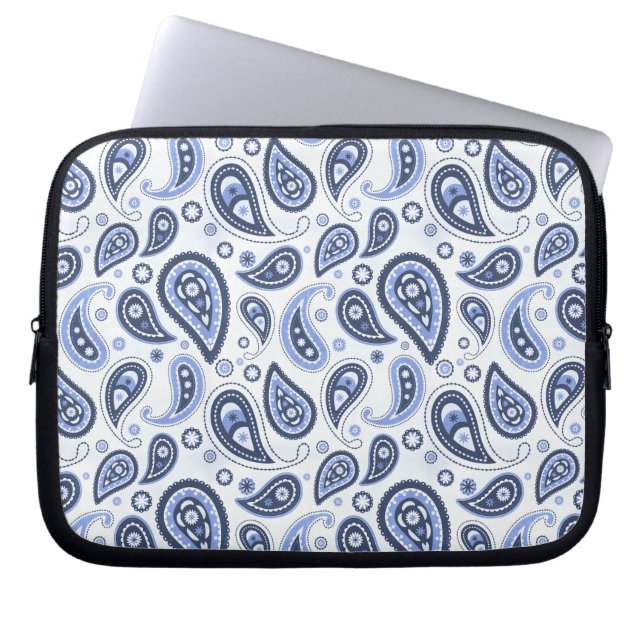 Housse Pour Ordinateur Portable Motif Paisley Bleu (Devant)