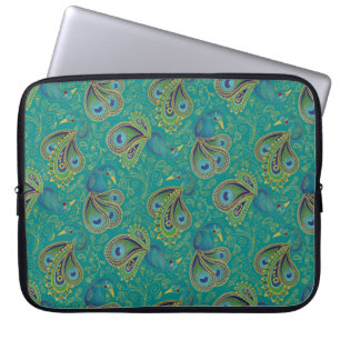 Housse Pour Ordinateur Portable Motif Paisley Paon Sarcelle